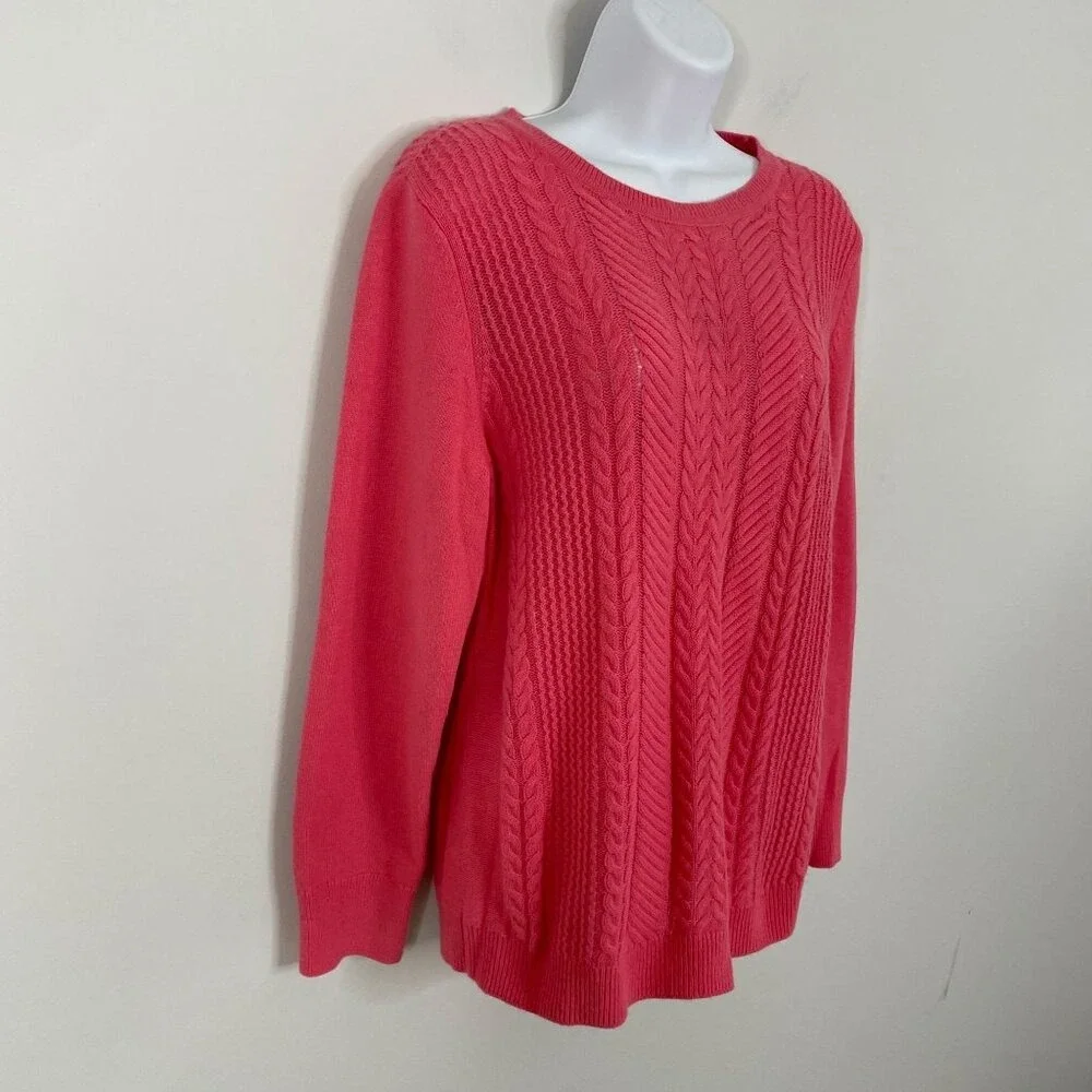 Talbots Preppy‎ Cable Knit Sweater Large Wool Blend Feminine Pullover Capsule